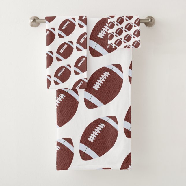 American Football Gridiron Ball Pattern Bath Towel Set (Insitu)