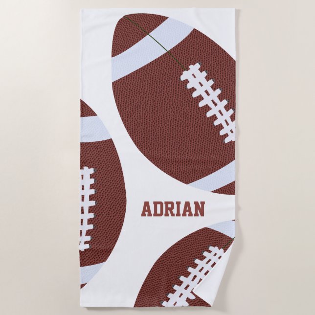 American Football Gridiron Ball Personalised Beach Towel (Front)