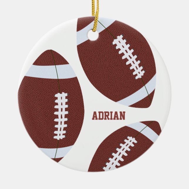 American Football Gridiron Ball Personalised  Ceramic Tree Decoration (Front)