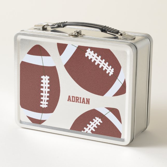 American Football Gridiron Ball Personalised  Metal Lunch Box (Front)