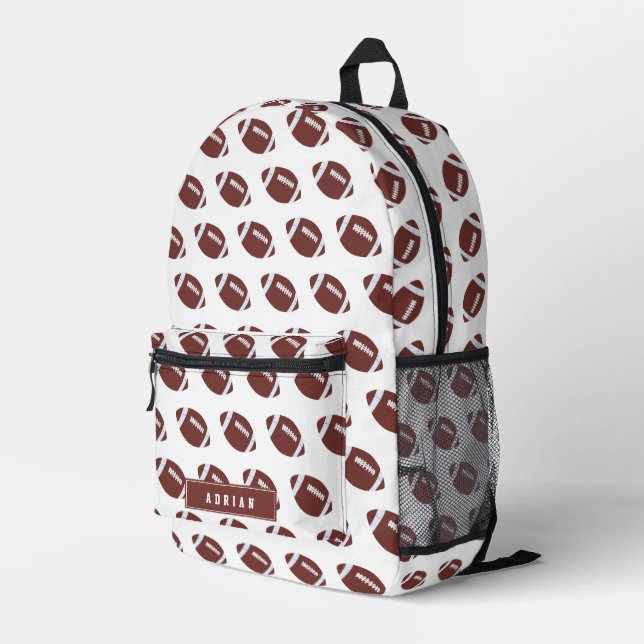 American Football Gridiron Ball Personalised Name Printed Backpack (Back Corner Right)