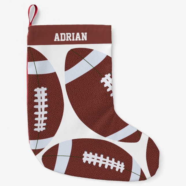 American Football Gridiron Ball Personalised  Small Christmas Stocking (Front)