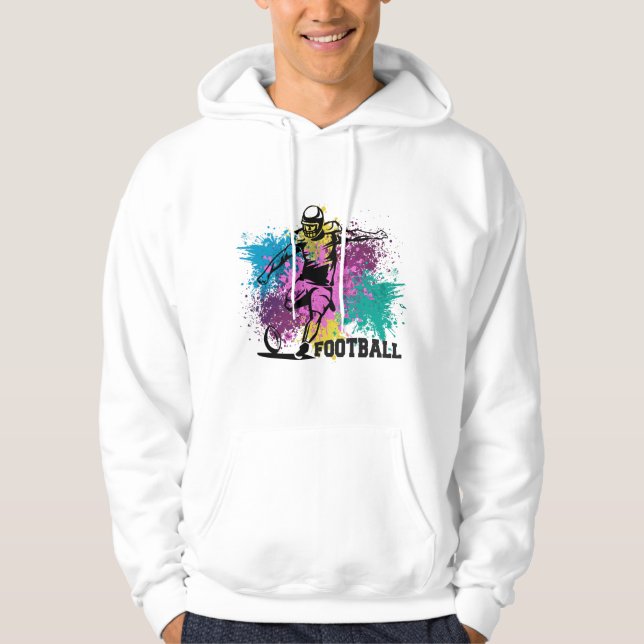 American Football Grungy Colour Splashes Hoodie (Front)