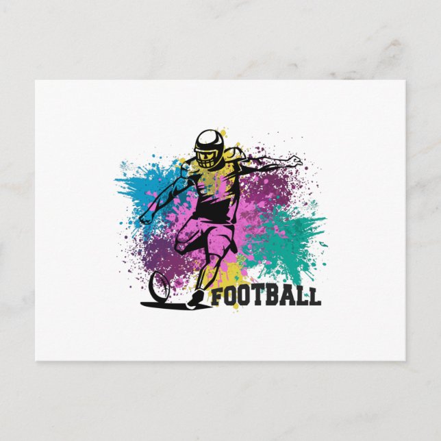 American Football Grungy Colour Splashes Postcard (Front)