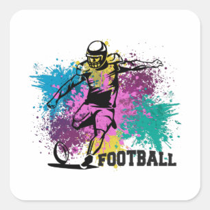 American Football Grungy Colour Splashes Square Sticker