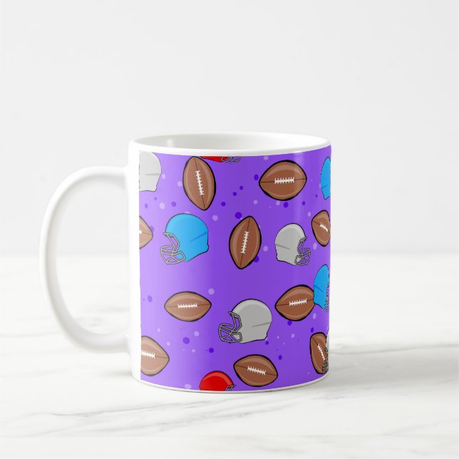 American Football - Helmet & Ball Seamless Pattern Coffee Mug (Left)