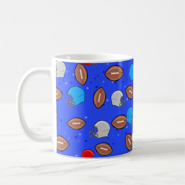 American Football - Helmet & Ball Seamless Pattern Coffee Mug (Left)