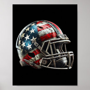 American Football Helmet Patriotic Us Flag Design Poster