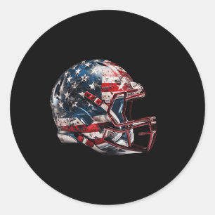 American Football Helmet Us Flag  Classic Round Sticker