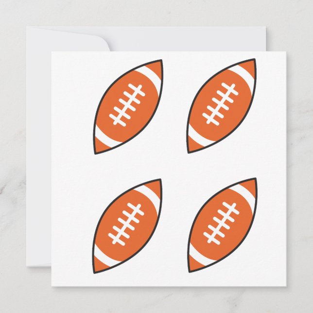 American football illustration pattern throw pillo invitation (Front)