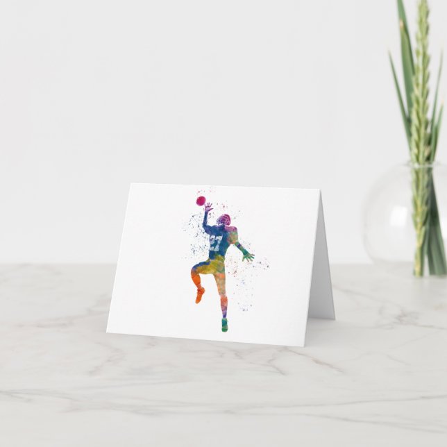 American football in watercolor thank you card (Front)