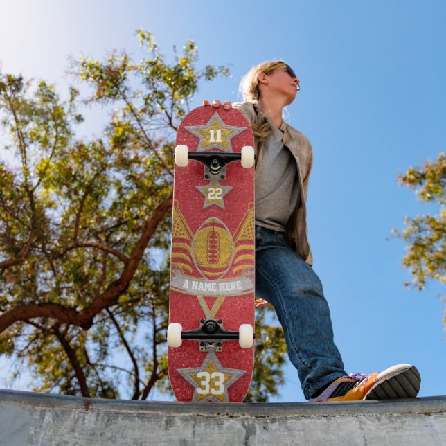 American Football Jersey Colours Red + Gold Glitte Skateboard (Outdoor 1)