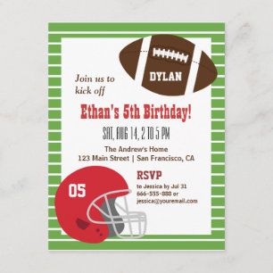 American Football Kids Birthday Party Invitations