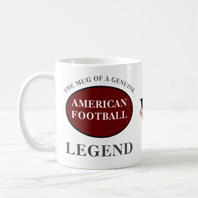 American Football Legend Monogram Add Your Name Coffee Mug (Left)