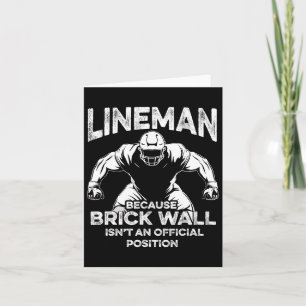 American Football Lineman Brick Wall Funny Quote M Card