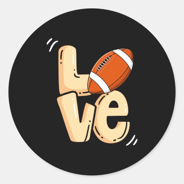 American Football Love Valentines Rugby Srts Pl  Classic Round Sticker (Front)