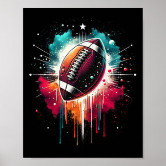 American Football Minimal Colourful Football Graph Poster