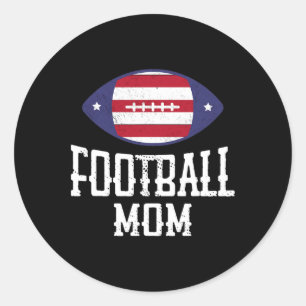 American Football Mum Gridiron Usa Flag Classic Round Sticker