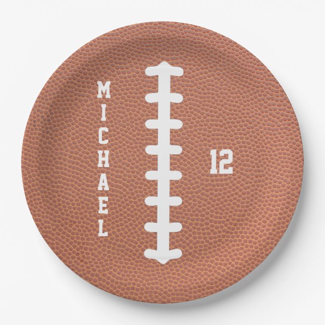 American Football Name Birthday Party Paper Plate (Front)
