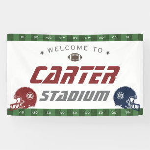 American Football Navy Red, Any Age Birthday Party Banner