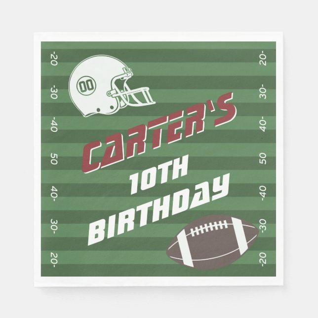 American Football Navy Red, Any Age Birthday Party Napkin (Front)