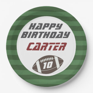 American Football Navy Red, Any Age Birthday Party Paper Plate