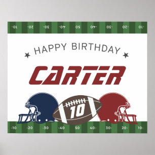American Football Navy Red Happy Birthday Any Age Poster