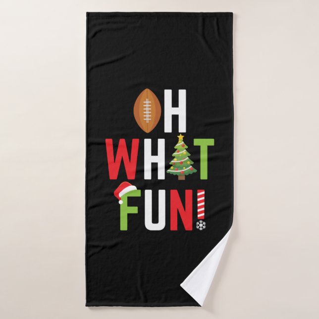 American Football Oh What Fun Holiday Christmas Bath Towel (Bath Towel)