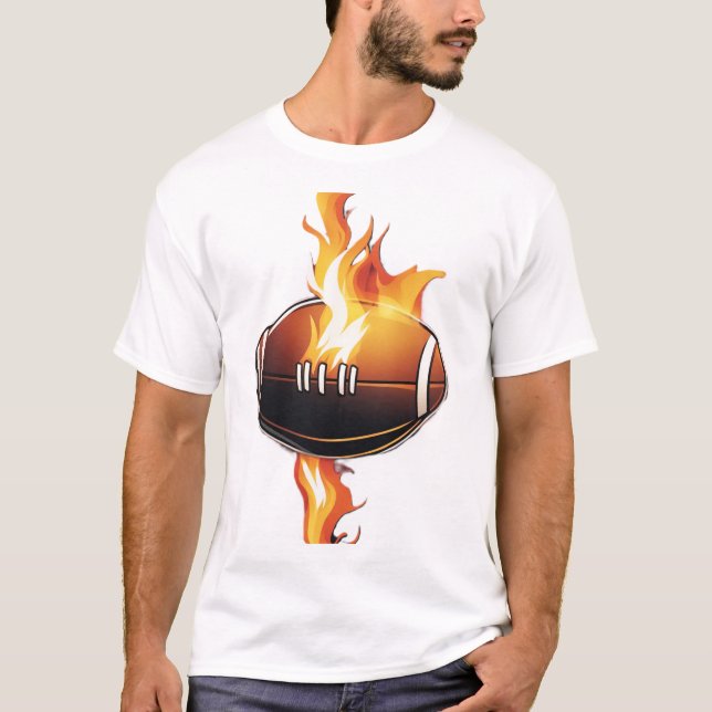 American Football On Fire Cool Design T-Shirt (Front)