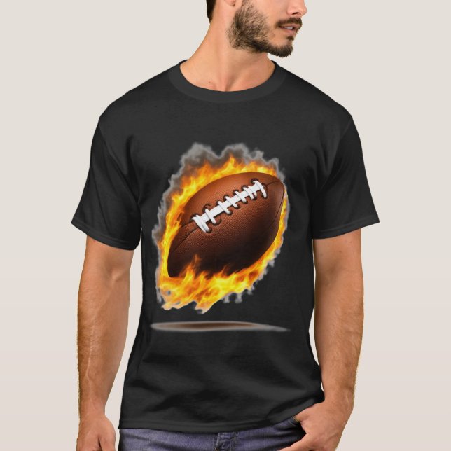 American Football On Fire Cool Design T-Shirt (Front)