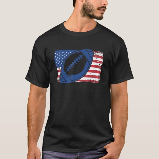 American Football On U.S. Flag_1 T-Shirt (Front)