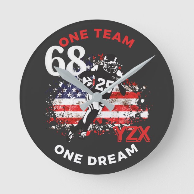American football, one team one dream round clock (Front)