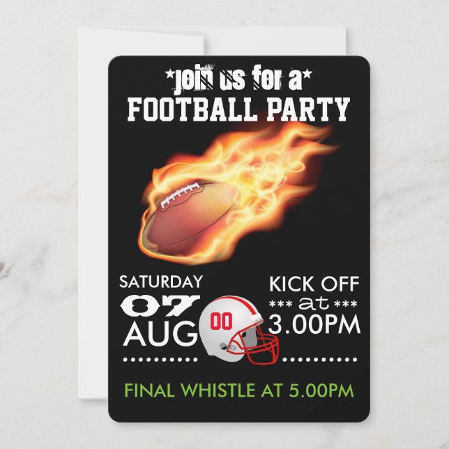 American Football Party Personalised Invitation (Front)