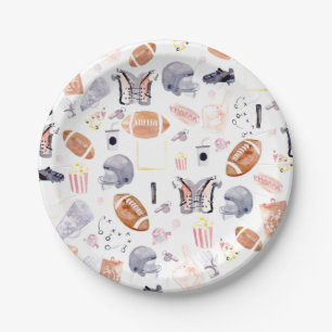 American Football Pattern Paper Plate