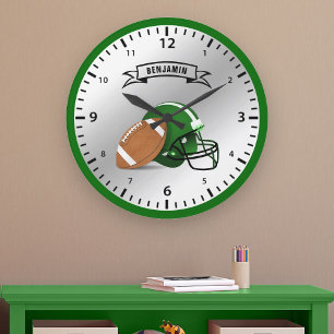 American Football Personalised Name Boys Room Large Clock