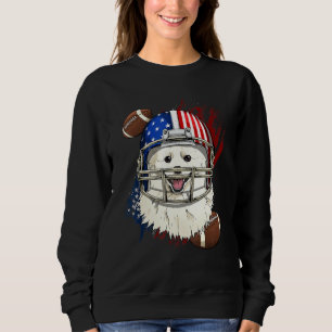 American Football Player American Eskimo Dog Face  Sweatshirt