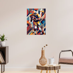 American Football Player Cubist Poster