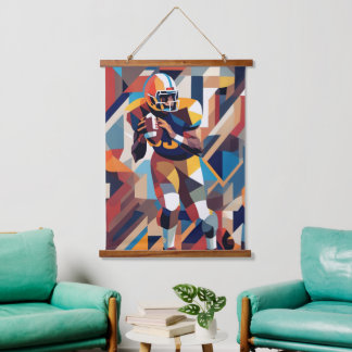 American Football Player Cubist Wall Tapestry
