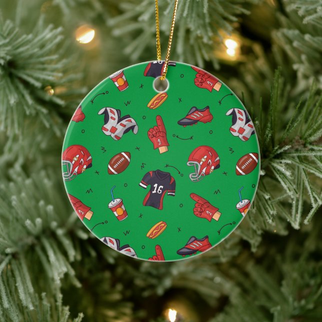 American Football Player Equipment with Snacks Ceramic Tree Decoration (Tree)