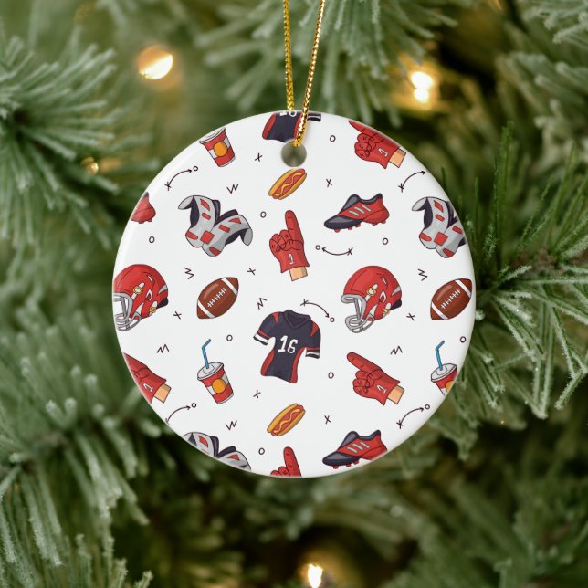 American Football Player Equipment with Snacks Ceramic Tree Decoration (Tree)