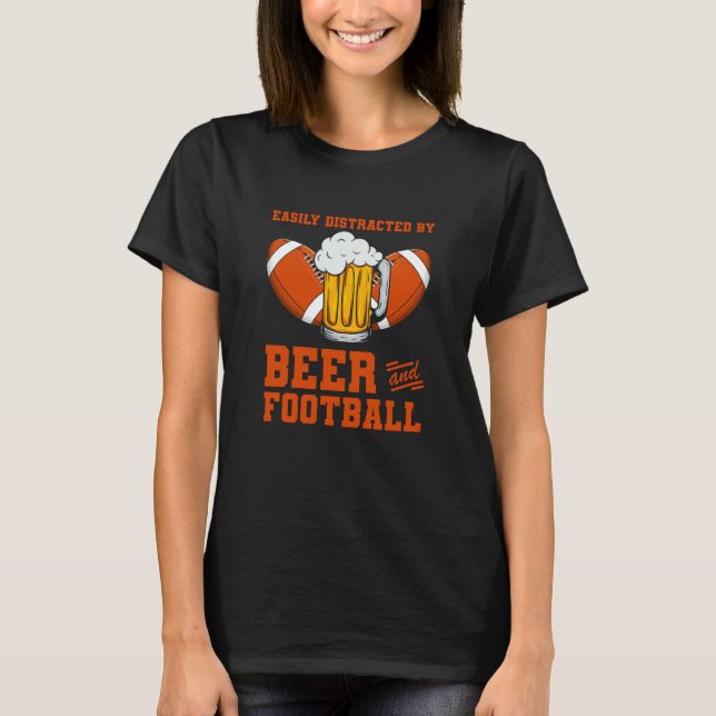 American Football Player Footballer Football Beer T-Shirt (Front)