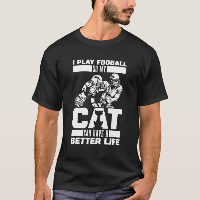 American Football Player Footballer  Football Cat T-Shirt (Front)