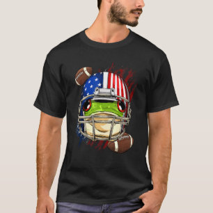 American Football Player Frog Amphibian Patriotic T-Shirt