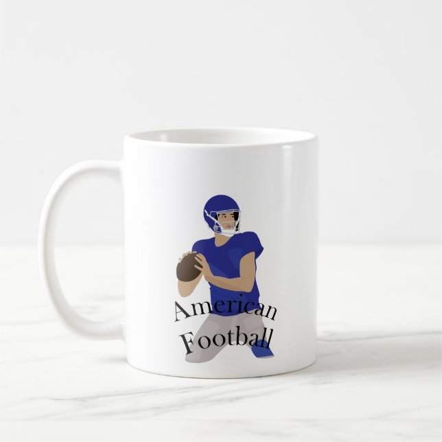 American football player in action coffee mug (Left)