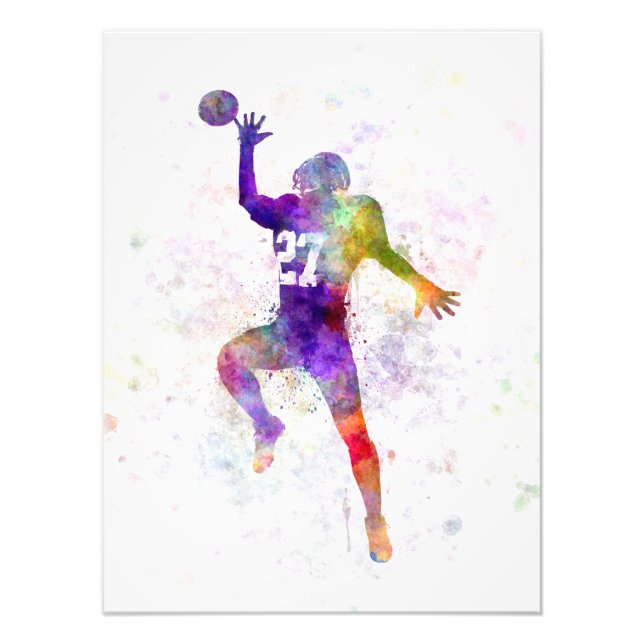 american football player man catching receiving photo print (Front)