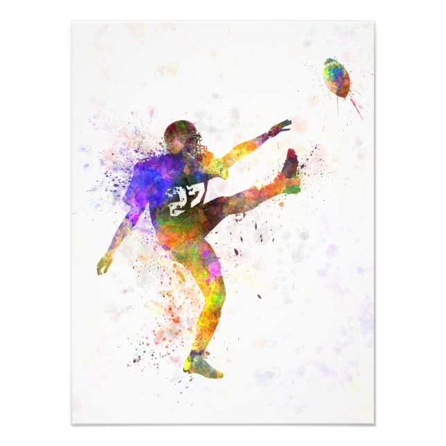 american football player man kicker kicking photo print (Front)