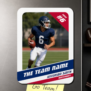 American Football Player Red White Blue Photo Magnet