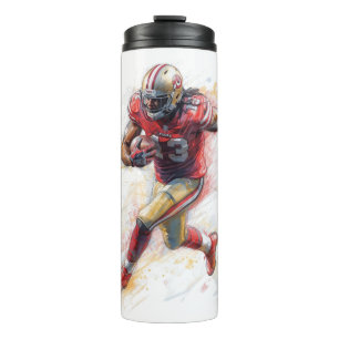 American Football Player Running with Ball Poster Thermal Tumbler