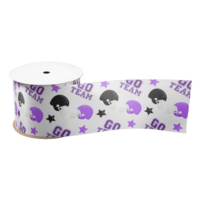 American Football Purple and Black Patterns Satin Ribbon (Spool)