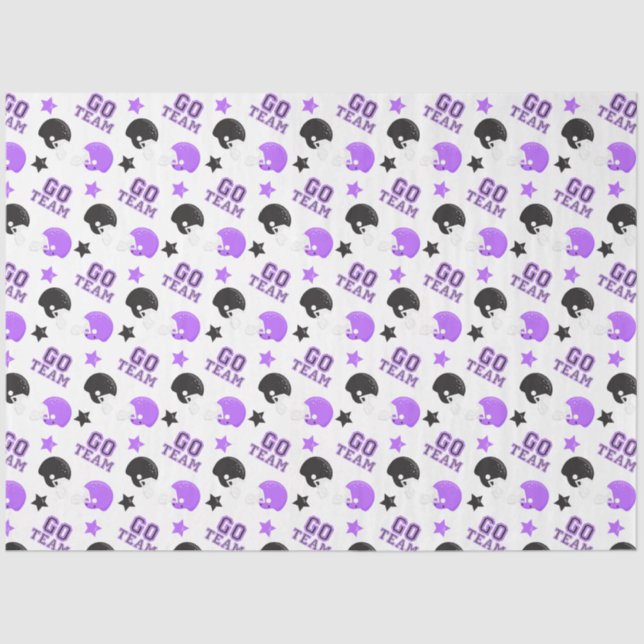 American Football Purple and Black Patterns Tissue Paper (Front)